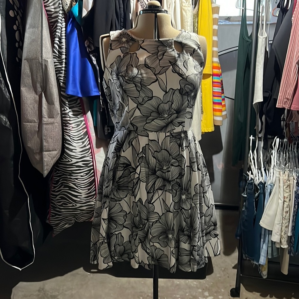 Black and white floral dress